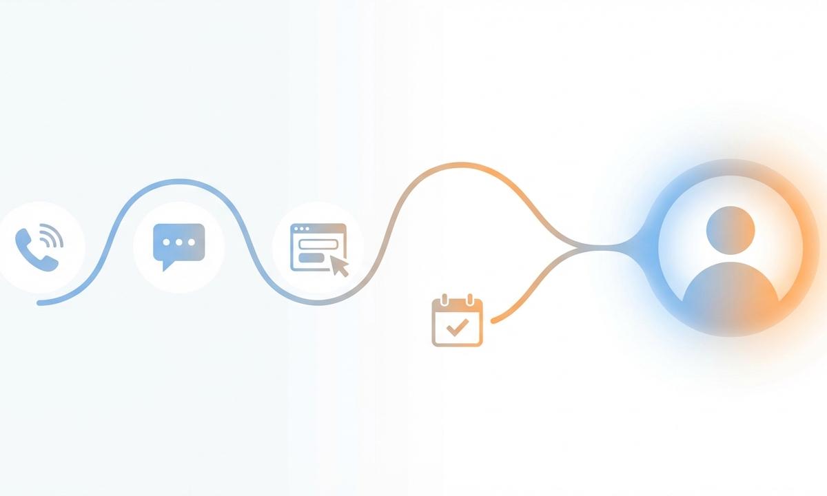 Unified customer timeline showing phone, SMS, web form, and appointments flowing into one profile